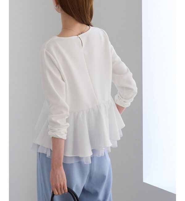 Rope&rsquo;Picnic「異素材ドッキング アシンメトリーペプラムカットトップス」|Tシャツ・カットソー|