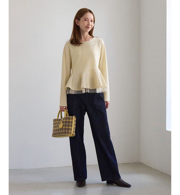 Rope&rsquo;Picnic「異素材ドッキング アシンメトリーペプラムカットトップス」|Tシャツ・カットソー|