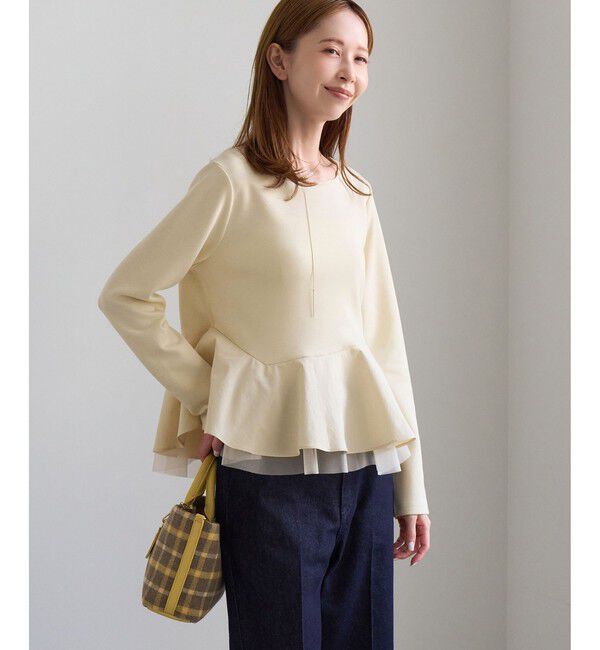 Rope&rsquo;Picnic「異素材ドッキング アシンメトリーペプラムカットトップス」|Tシャツ・カットソー|