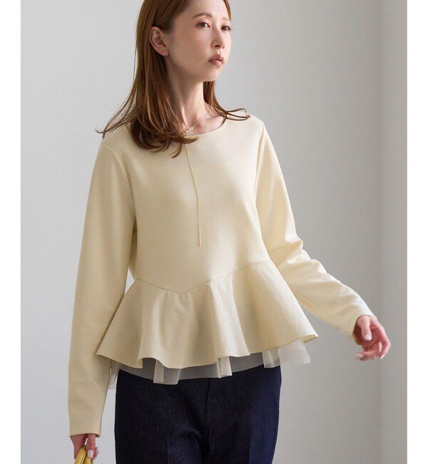 Rope&rsquo;Picnic「異素材ドッキング アシンメトリーペプラムカットトップス」|Tシャツ・カットソー|