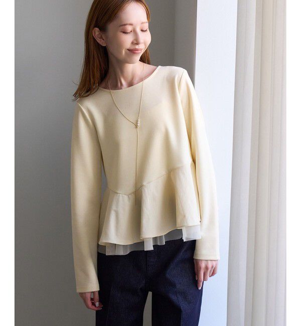 Rope&rsquo;Picnic「異素材ドッキング アシンメトリーペプラムカットトップス」|Tシャツ・カットソー|