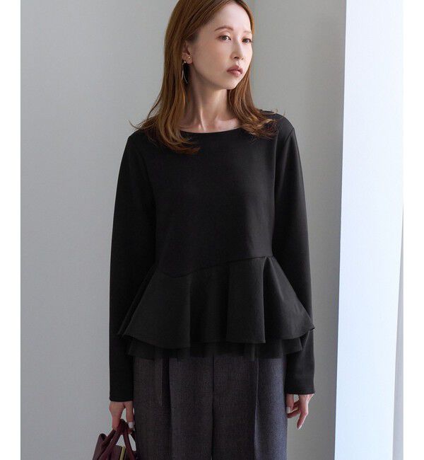 Rope&rsquo;Picnic「異素材ドッキング アシンメトリーペプラムカットトップス」|Tシャツ・カットソー|