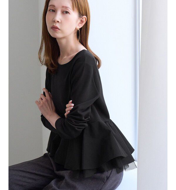 Rope&rsquo;Picnic「異素材ドッキング アシンメトリーペプラムカットトップス」|Tシャツ・カットソー|