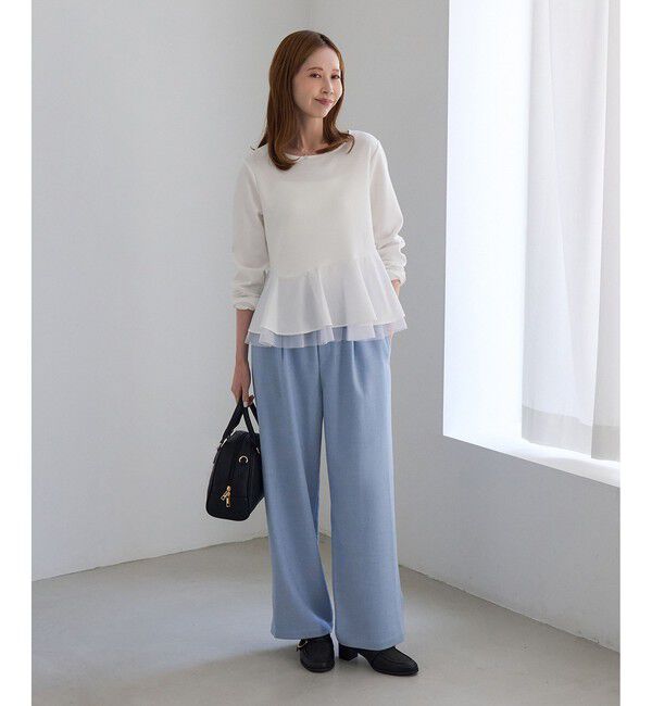 Rope&rsquo;Picnic「異素材ドッキング アシンメトリーペプラムカットトップス」|Tシャツ・カットソー|