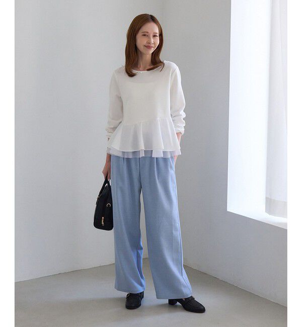 Rope&rsquo;Picnic「異素材ドッキング アシンメトリーペプラムカットトップス」|Tシャツ・カットソー|
