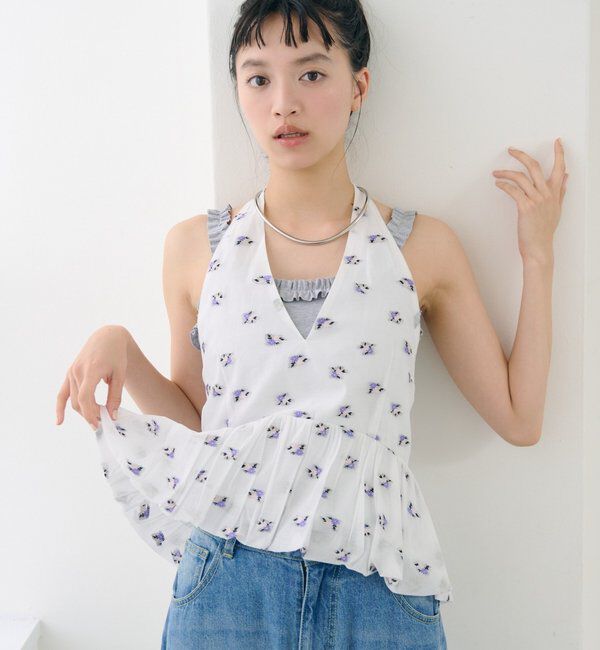  「パット付きギャザーフリルキャミソール」|キャミソール|