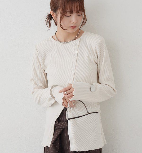  「肩パット付きリブカーディガン」|Tシャツ・カットソー|