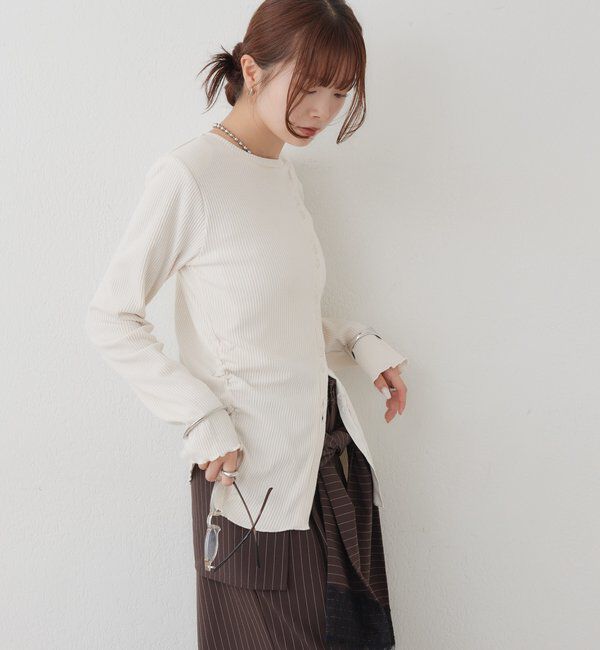  「肩パット付きリブカーディガン」|Tシャツ・カットソー|