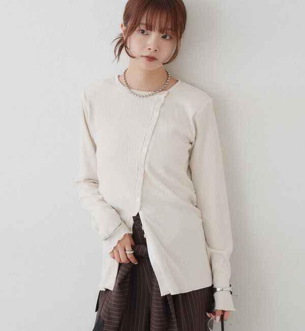  「肩パット付きリブカーディガン」|Tシャツ・カットソー|