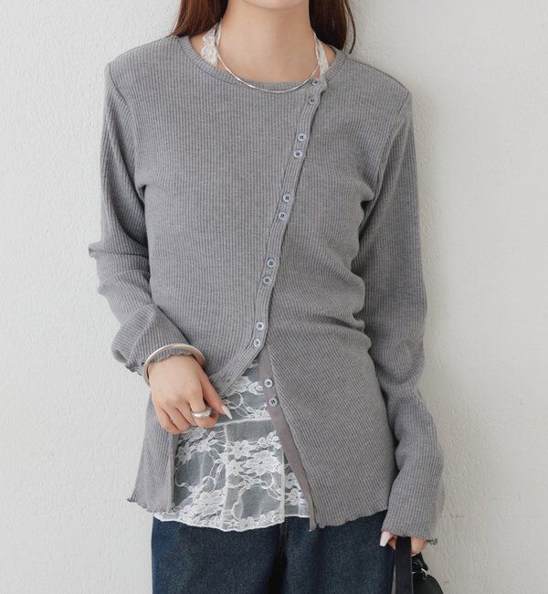  「肩パット付きリブカーディガン」|Tシャツ・カットソー|