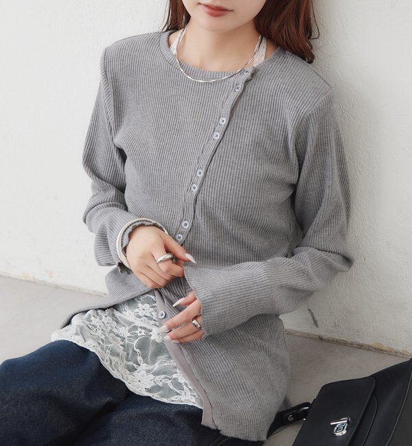  「肩パット付きリブカーディガン」|Tシャツ・カットソー|