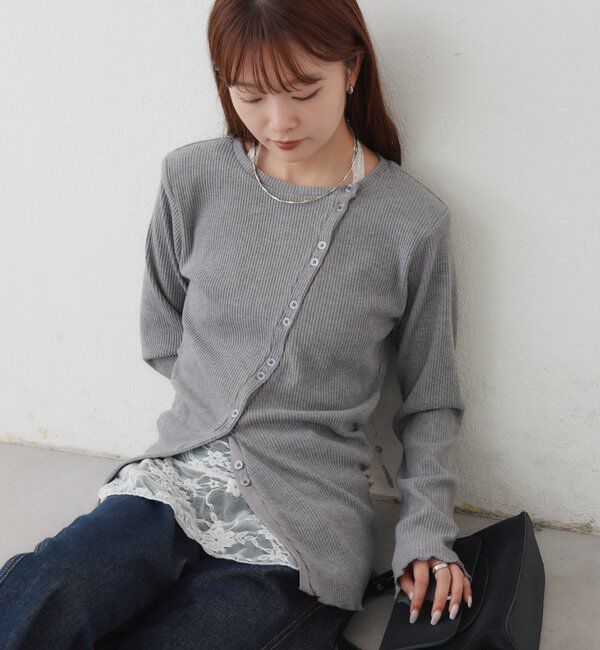  「肩パット付きリブカーディガン」|Tシャツ・カットソー|