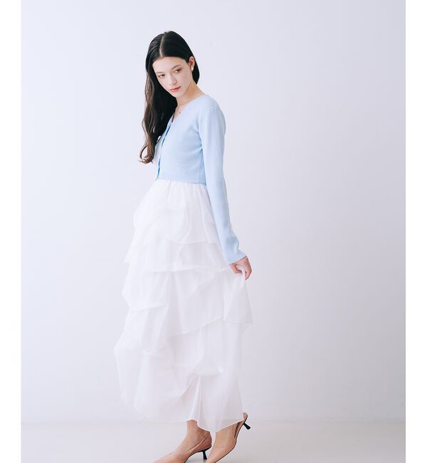 SELFIST「【kariさんコラボ】新色追加！カーディガン&times;ニットドッキングチュールワンピース」|ワンピース|