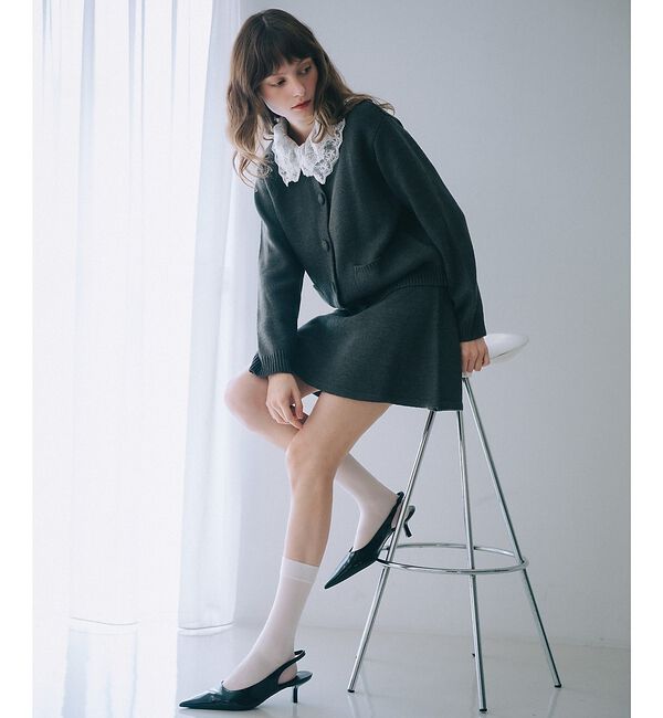 SELFIST「【kariさんコラボ】レース衿カーデ&times;ミニスカートSET」|ニット・セーター|