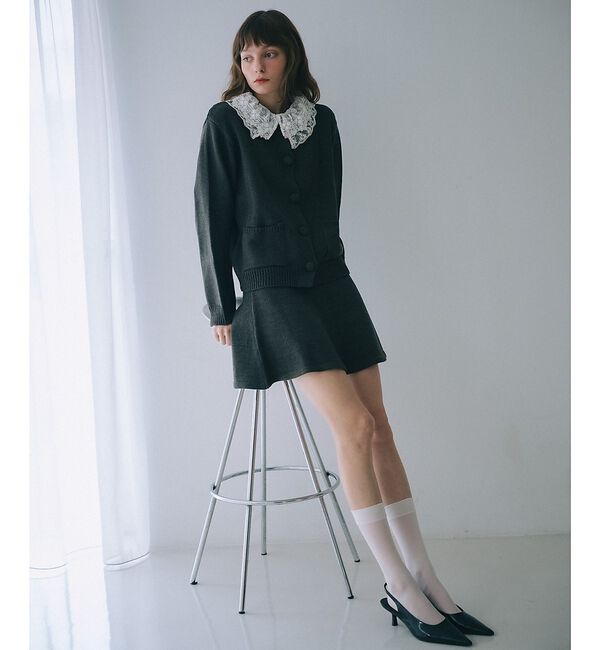 SELFIST「【kariさんコラボ】レース衿カーデ&times;ミニスカートSET」|ニット・セーター|