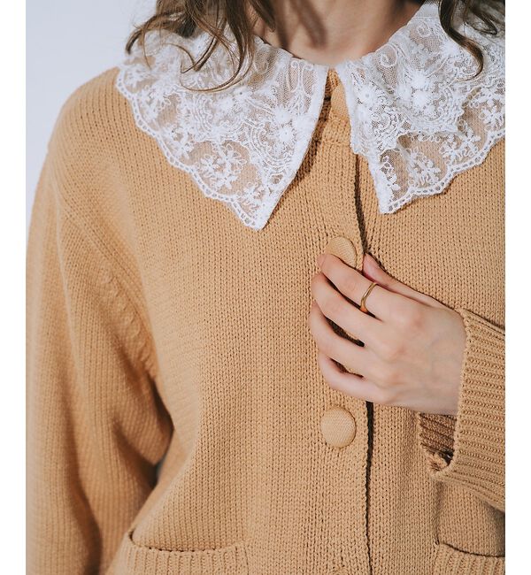 SELFIST「【kariさんコラボ】レース衿カーデ&times;ミニスカートSET」|ニット・セーター|
