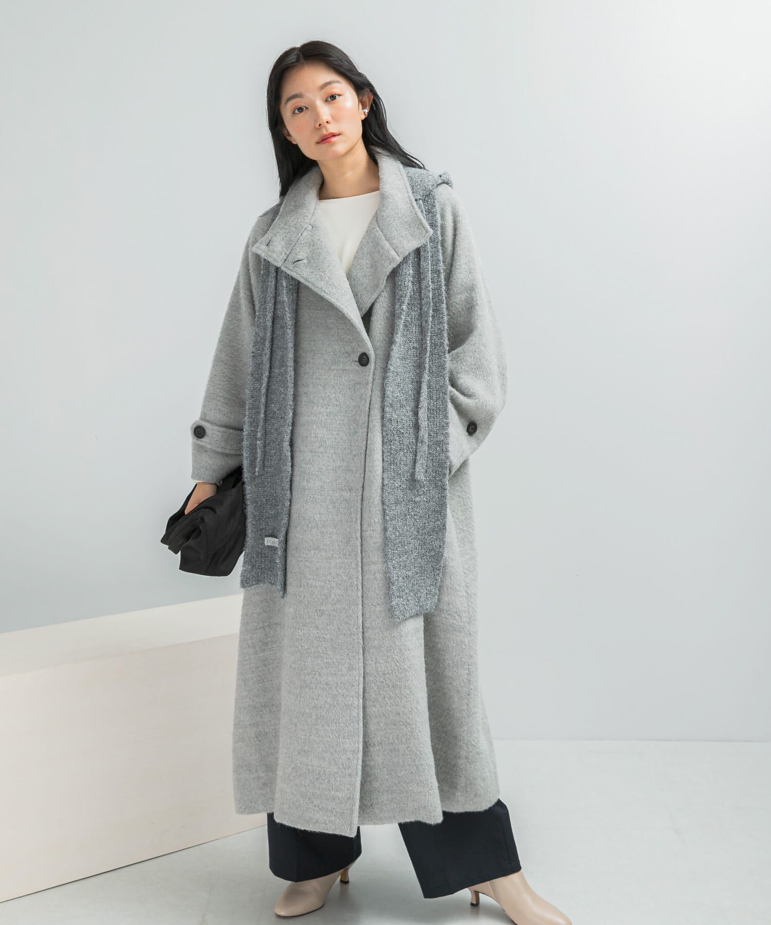 URBAN RESEARCH ROSSO「アルパカ混シャギースタンドコート」|ノーカラーコート|