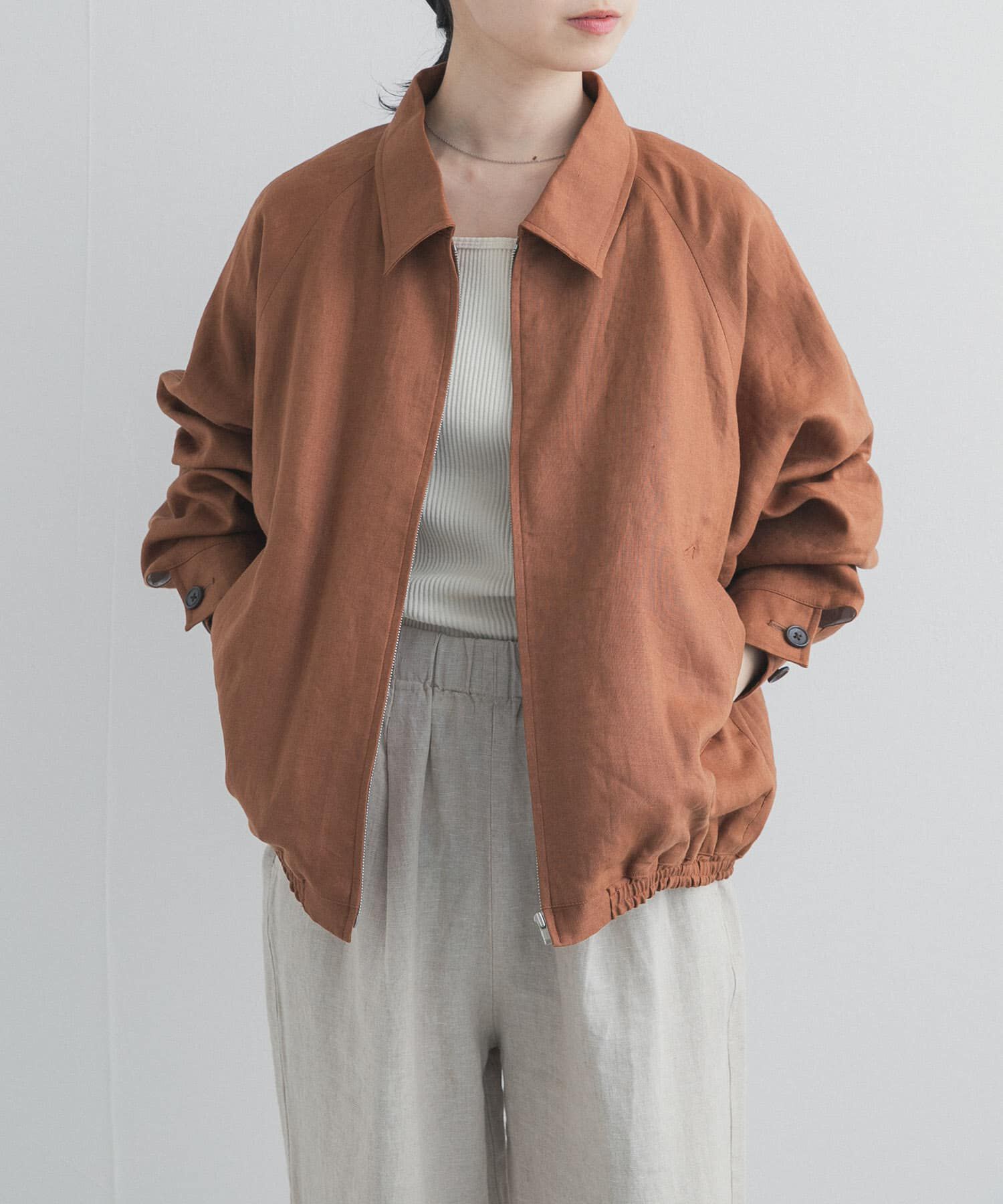 URBAN RESEARCH DOORS「FUJI　LINEN RAGLAN BLOUSON」|ブルゾン・スタジャン|ブラウン