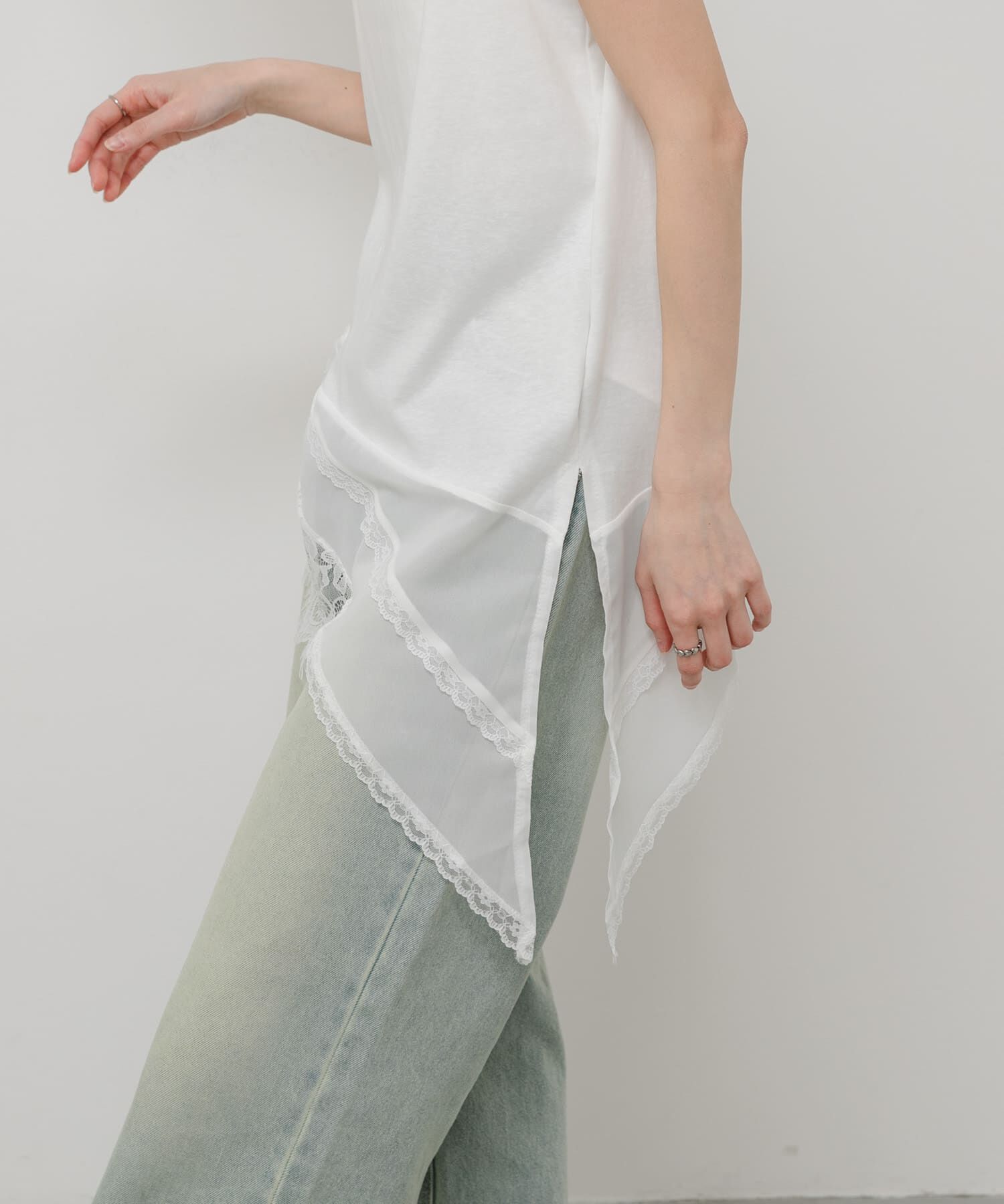 SENSE OF PLACE by URBAN RESEARCH「レースドッキングアシメカットトップ」|タンクトップ|