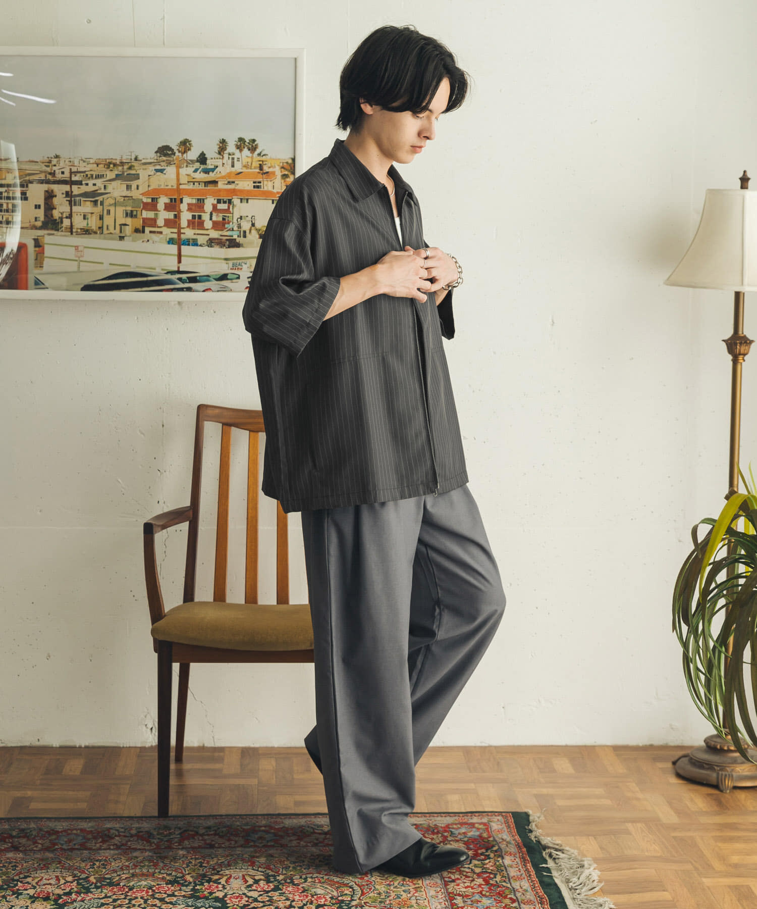 SENSE OF PLACE by URBAN RESEARCH「エクストラルーズストライプジップシャツ」|シャツ・ブラウス|