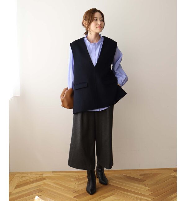 le.coeur blanc「ウォッシャブルツイードライクタックワイドクロップドパンツ」|その他|