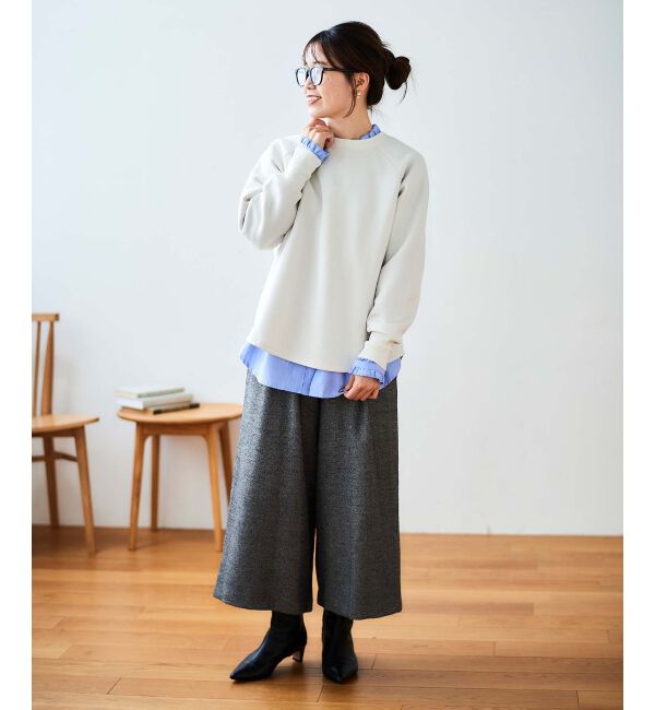 le.coeur blanc「ウォッシャブルツイードライクタックワイドクロップドパンツ」|その他|