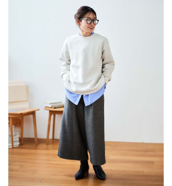 le.coeur blanc「ウォッシャブルツイードライクタックワイドクロップドパンツ」|その他|