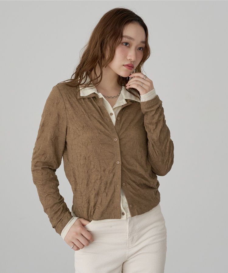 earth music&ecology「ワッシャーレイヤードカーディガン」|Tシャツ・カットソー|