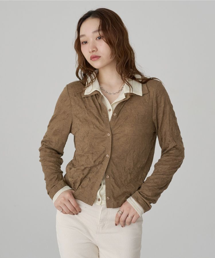 earth music&ecology「ワッシャーレイヤードカーディガン」|Tシャツ・カットソー|