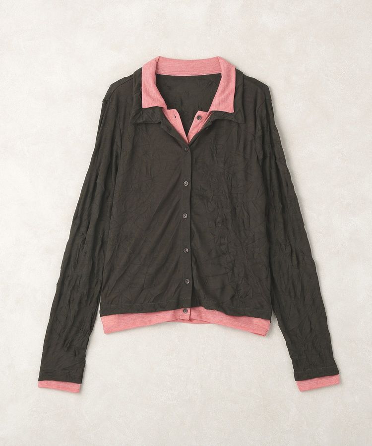 earth music&ecology「ワッシャーレイヤードカーディガン」|Tシャツ・カットソー|Dark Gray