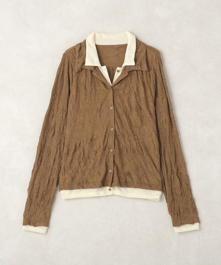 earth music&ecology「ワッシャーレイヤードカーディガン」|Tシャツ・カットソー|Brown