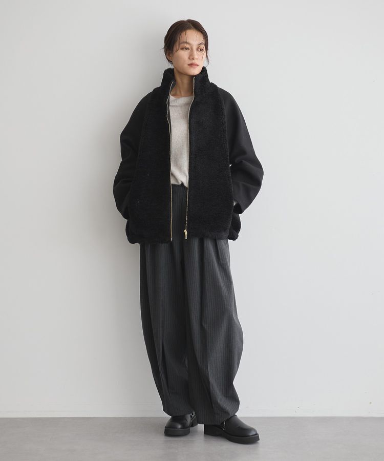 GARAGE OF GOOD CLOTHING「ストライプウールライク裾タックバレルパンツ」|その他|