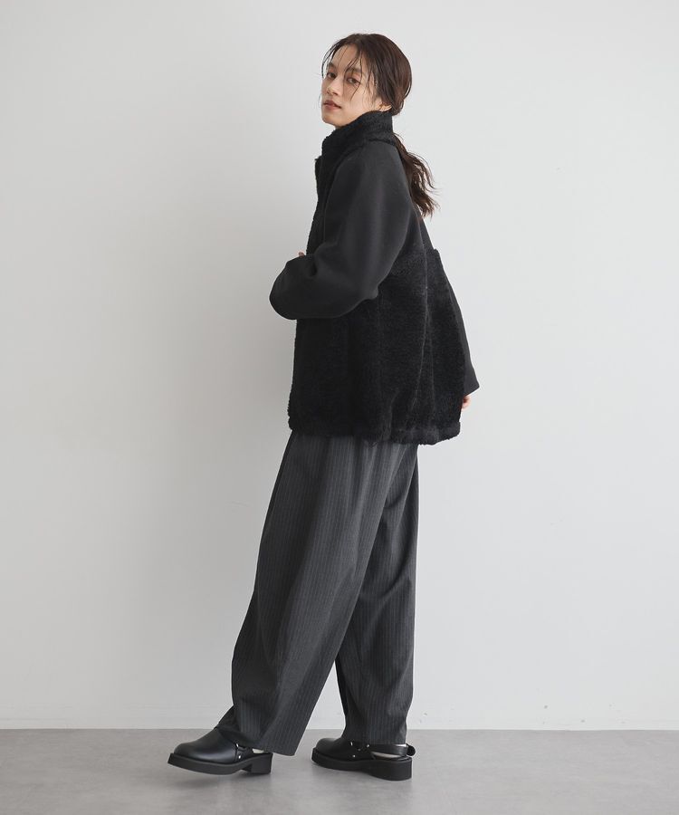 GARAGE OF GOOD CLOTHING「ストライプウールライク裾タックバレルパンツ」|その他|
