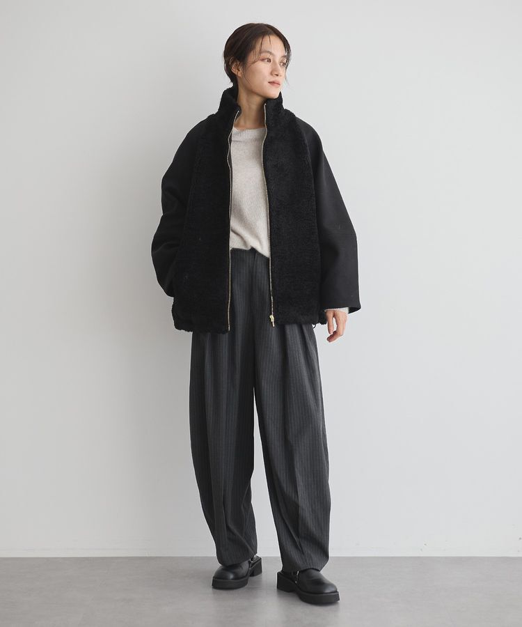GARAGE OF GOOD CLOTHING「ストライプウールライク裾タックバレルパンツ」|その他|