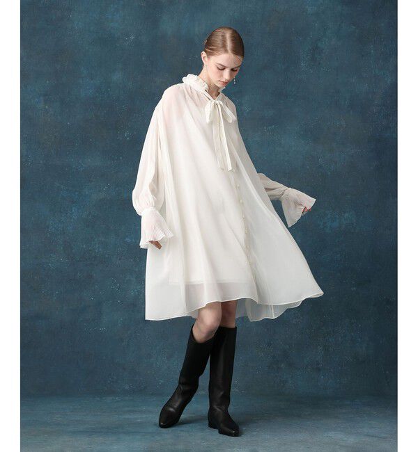LOULOU WILLOUGHBY「プリーツディテールシフォンワンピース」|ワンピース|