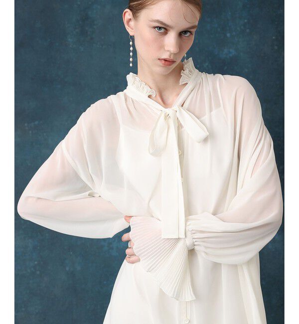 LOULOU WILLOUGHBY「プリーツディテールシフォンワンピース」|ワンピース|