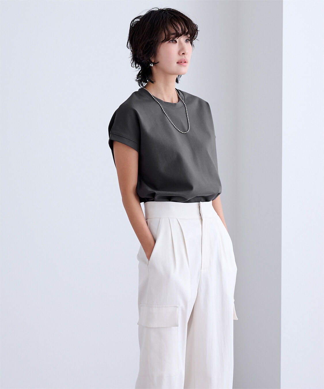 ur's「機能性カットソーフレンチスリーブトップス」|Tシャツ・カットソー|