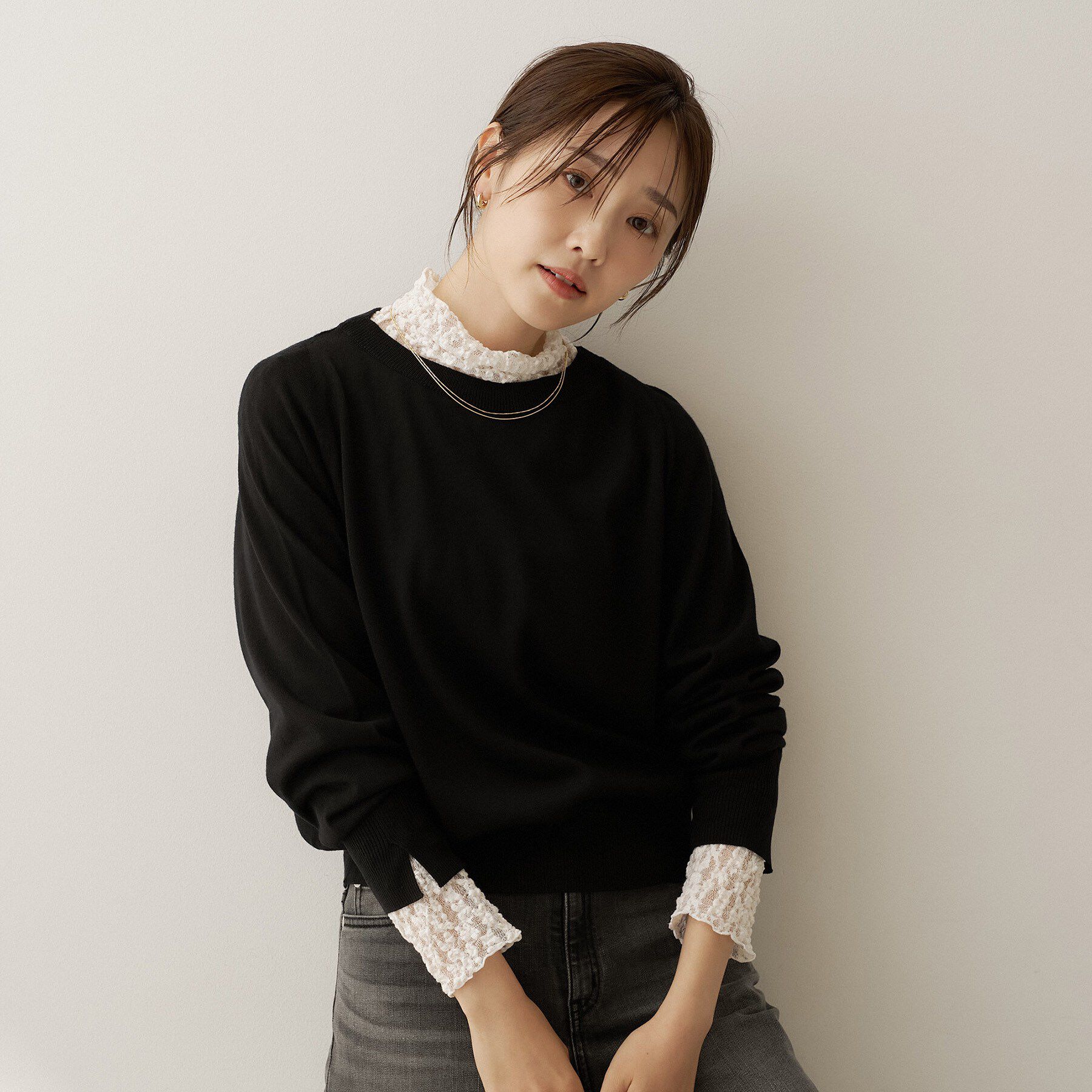 UNTITLED「【アンサンブル可能/オンオフ使える】シルクウールカシミヤプルオーバー」|ニット・セーター|