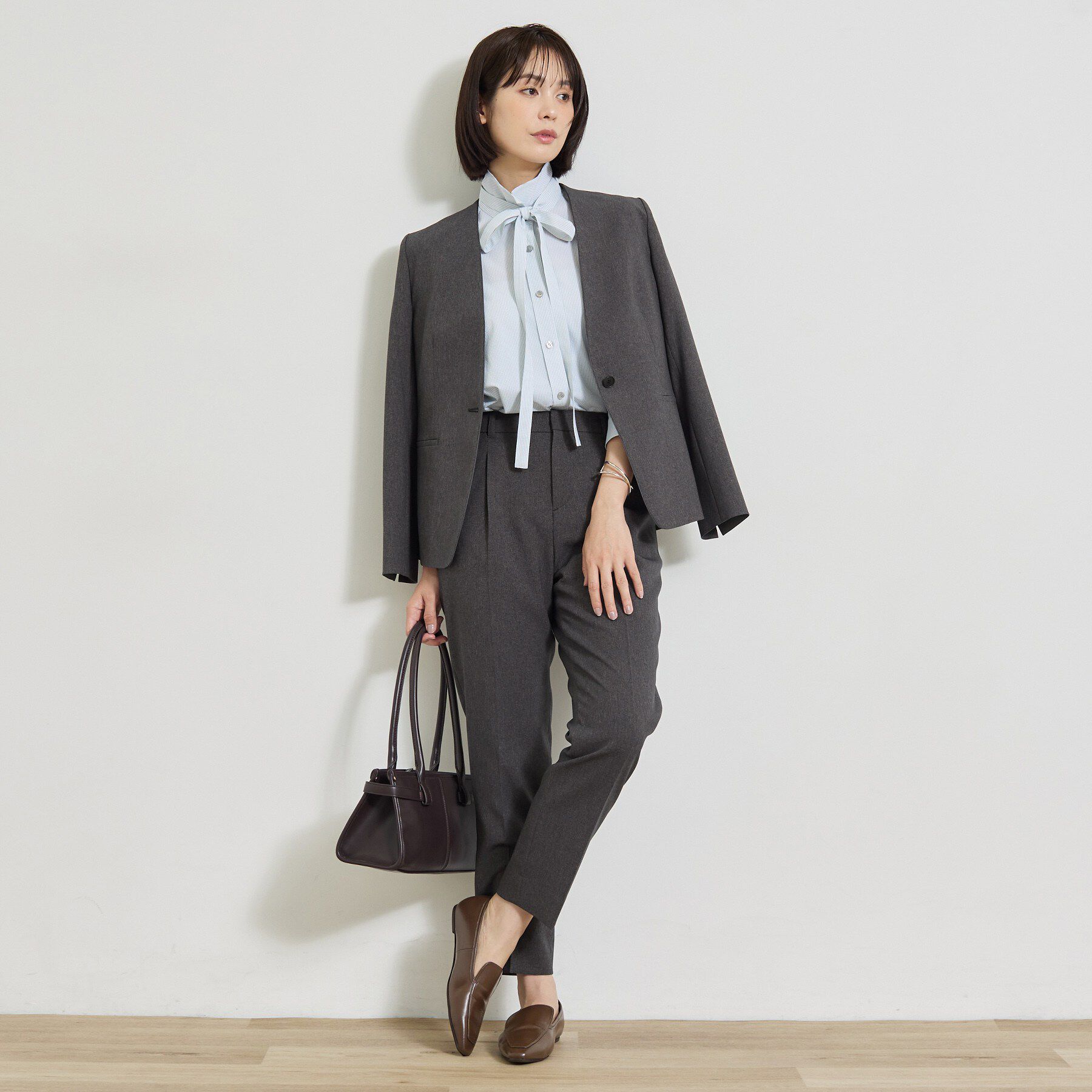 INDIVI「【洗える／通勤／スーツ】メランジストレッチ テーパードパンツ」|その他|