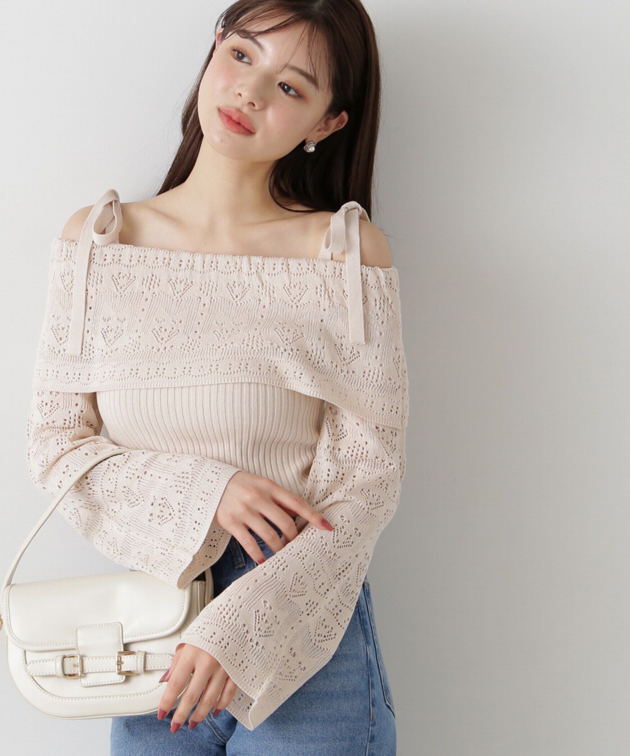PROPORTION BODY DRESSING「透かし編みオフショルニット」|ニット・セーター|