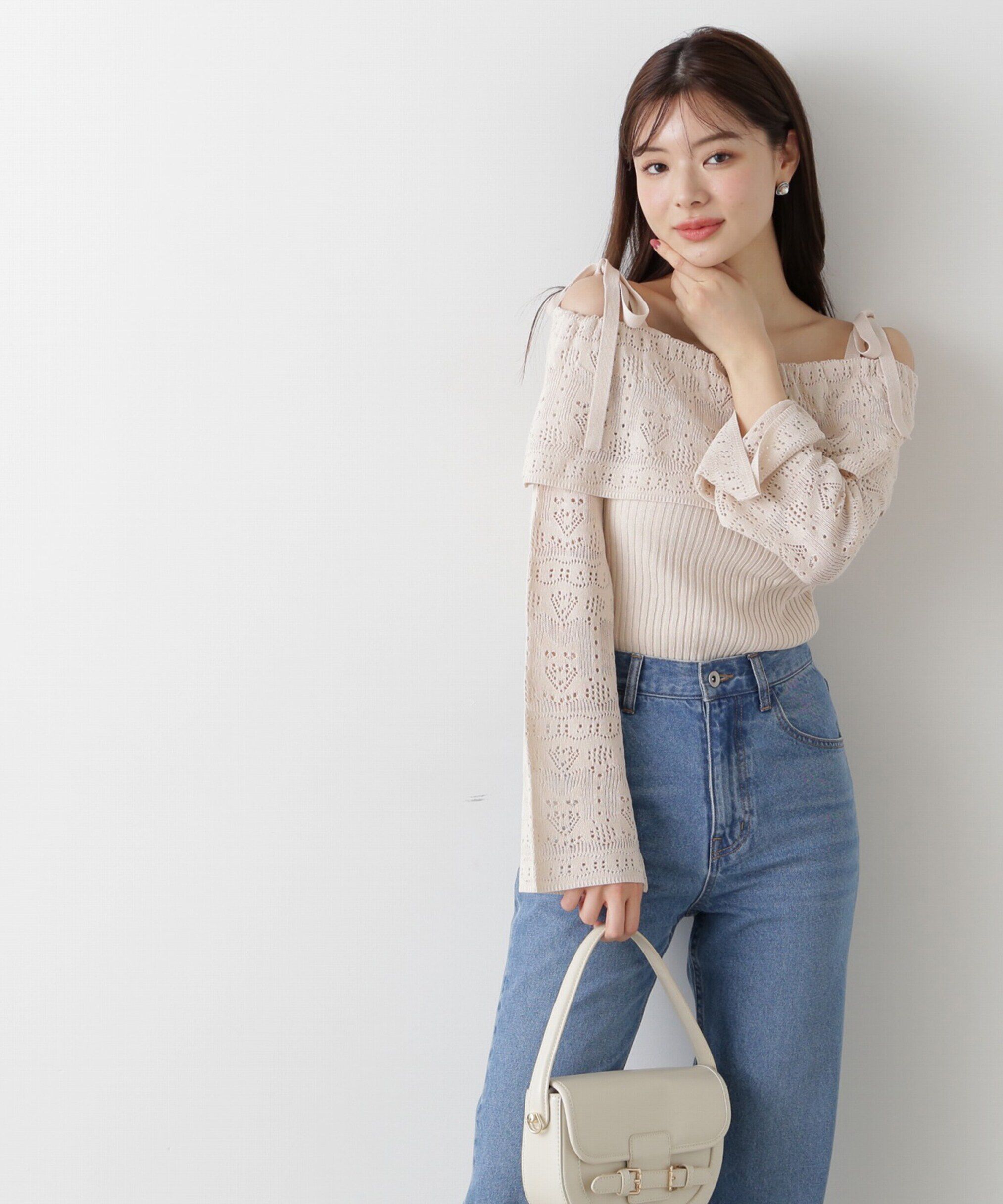 PROPORTION BODY DRESSING「透かし編みオフショルニット」|ニット・セーター|