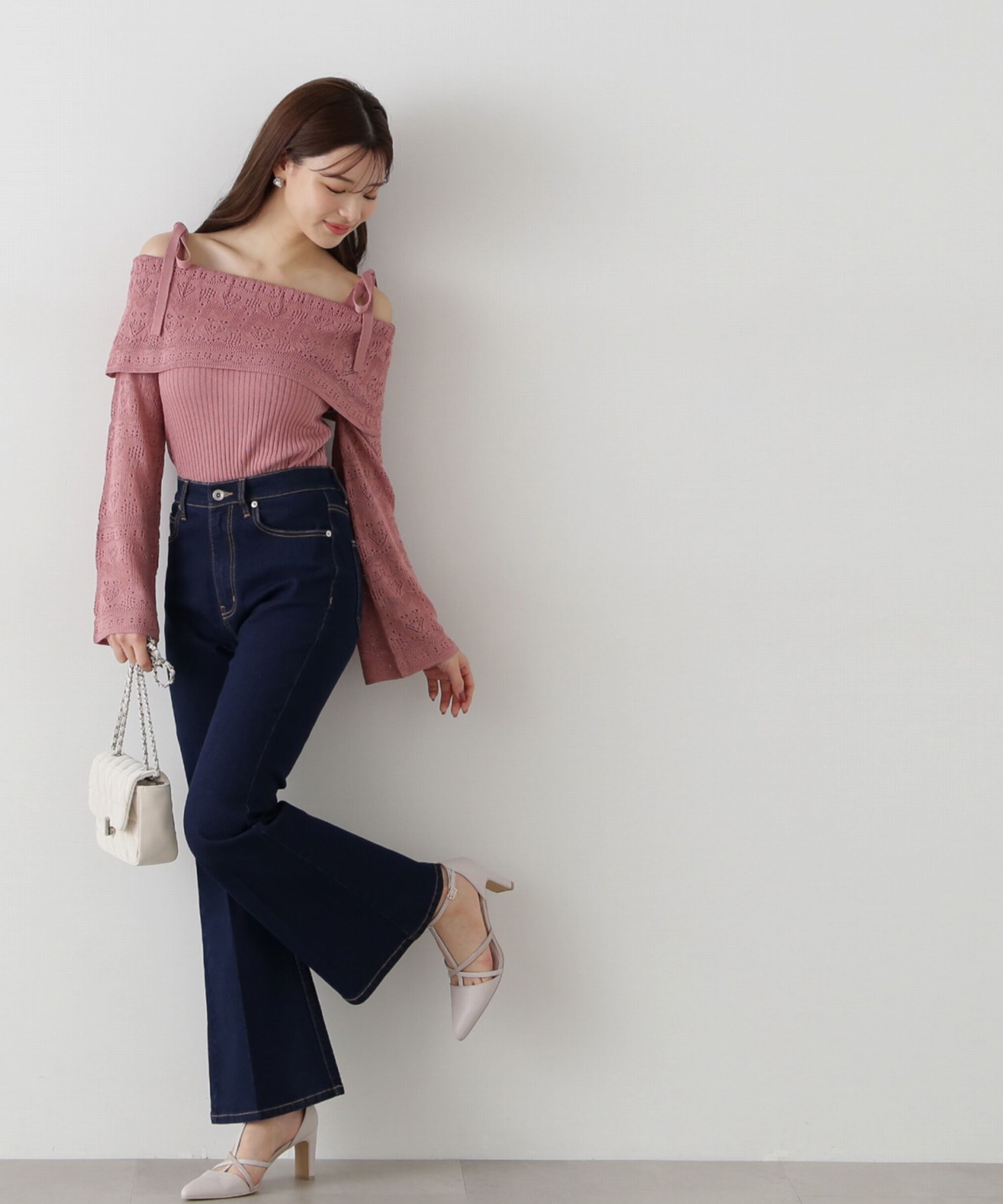 PROPORTION BODY DRESSING「透かし編みオフショルニット」|ニット・セーター|