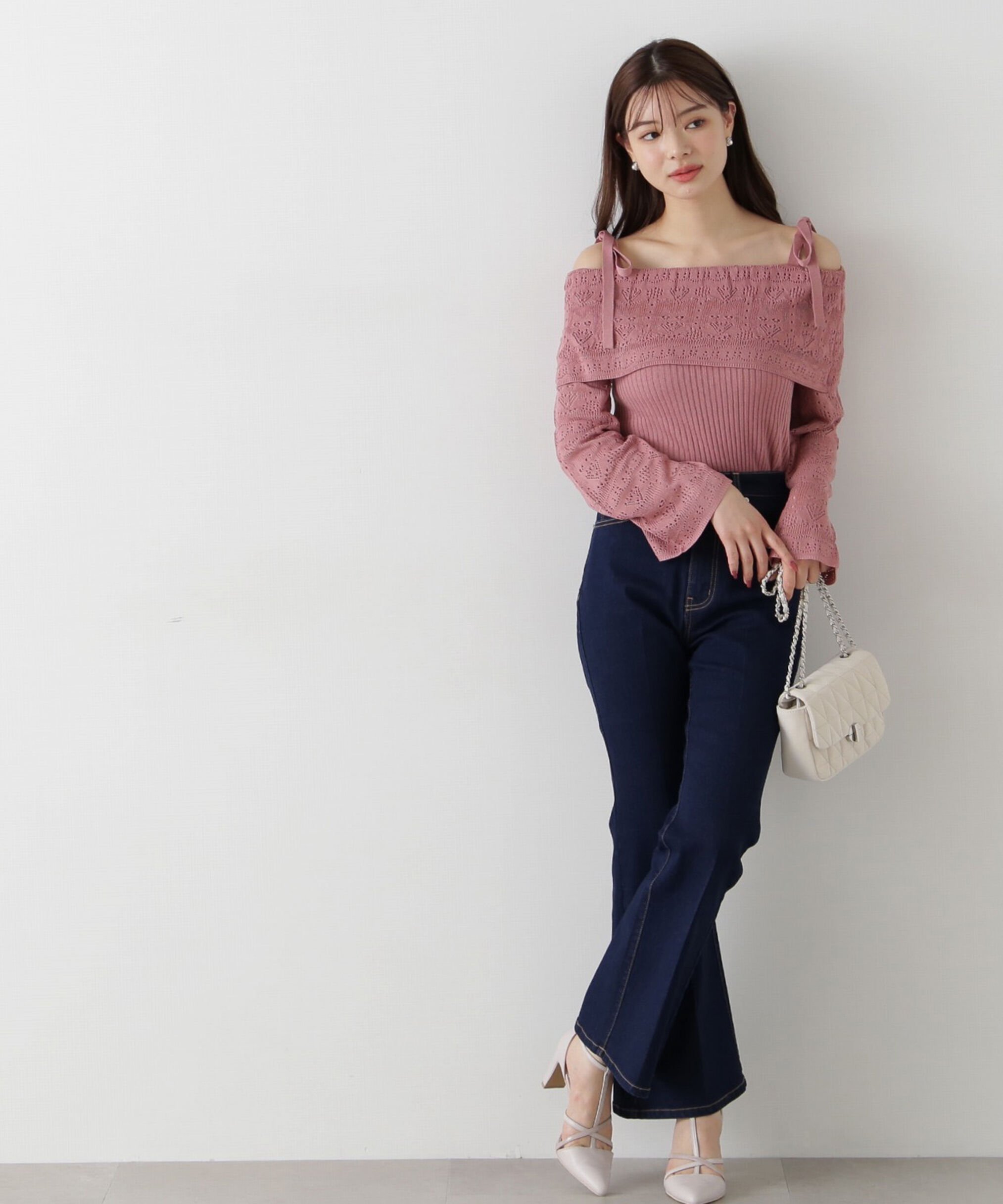 PROPORTION BODY DRESSING「透かし編みオフショルニット」|ニット・セーター|