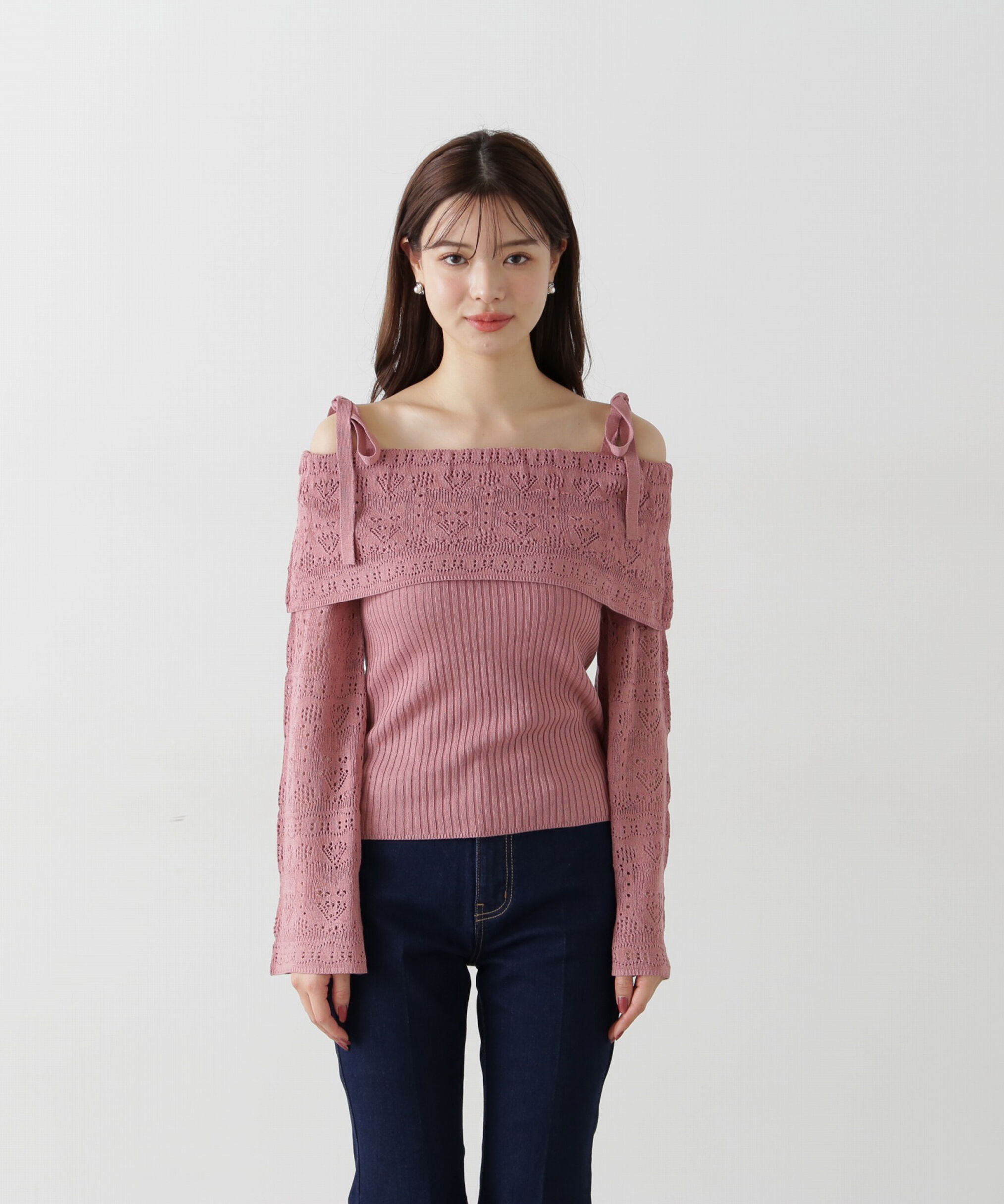 PROPORTION BODY DRESSING「透かし編みオフショルニット」|ニット・セーター|