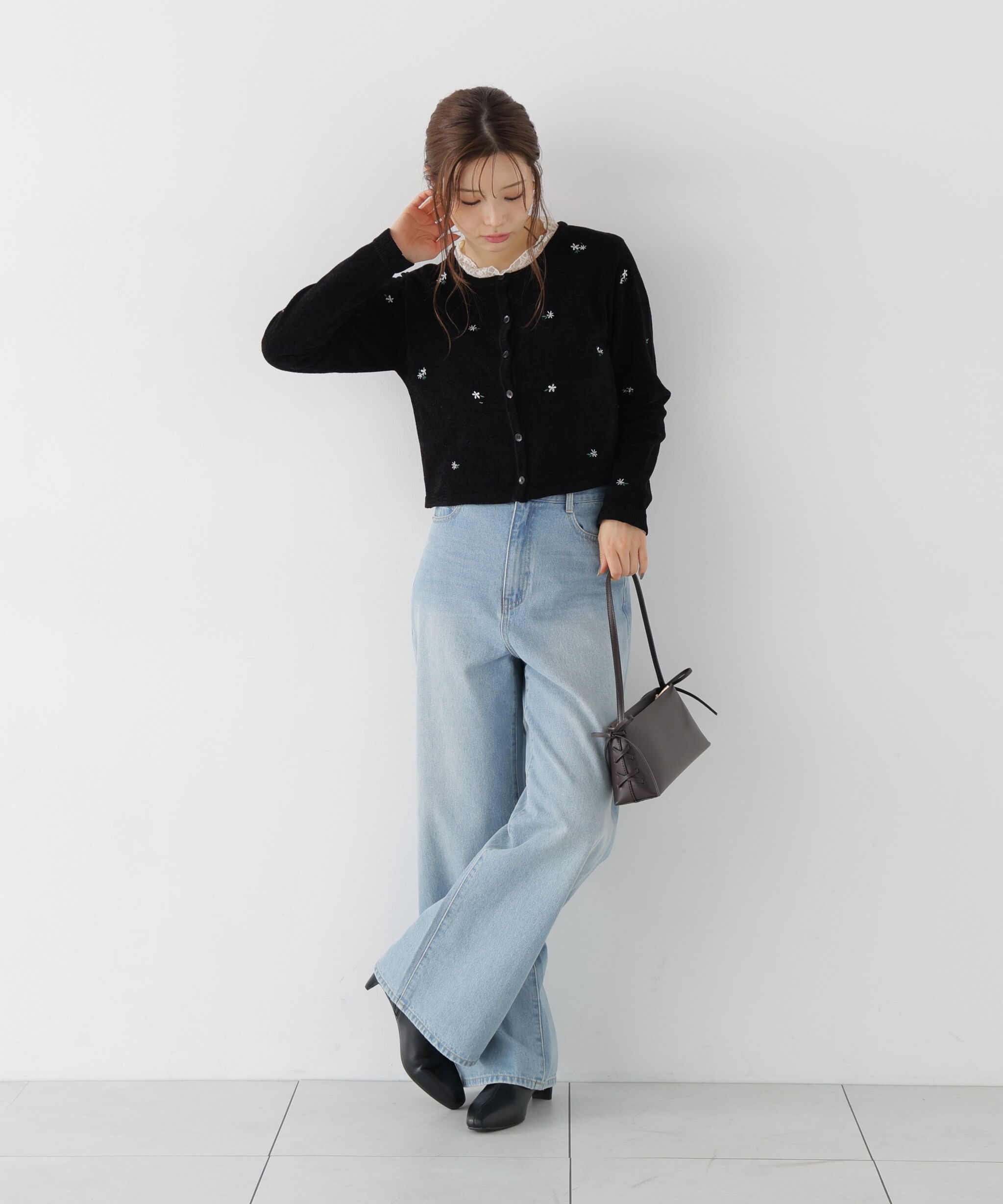 PROPORTION BODY DRESSING「＜a/mie＞エンブロイダリーモールカーディガン」|カーディガン|