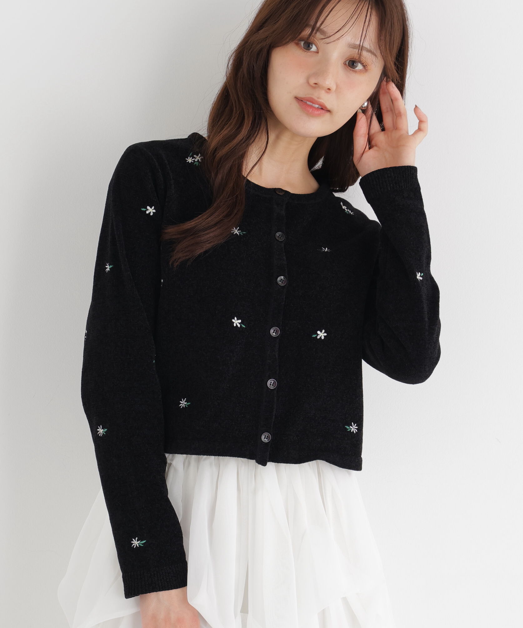 PROPORTION BODY DRESSING「＜a/mie＞エンブロイダリーモールカーディガン」|カーディガン|