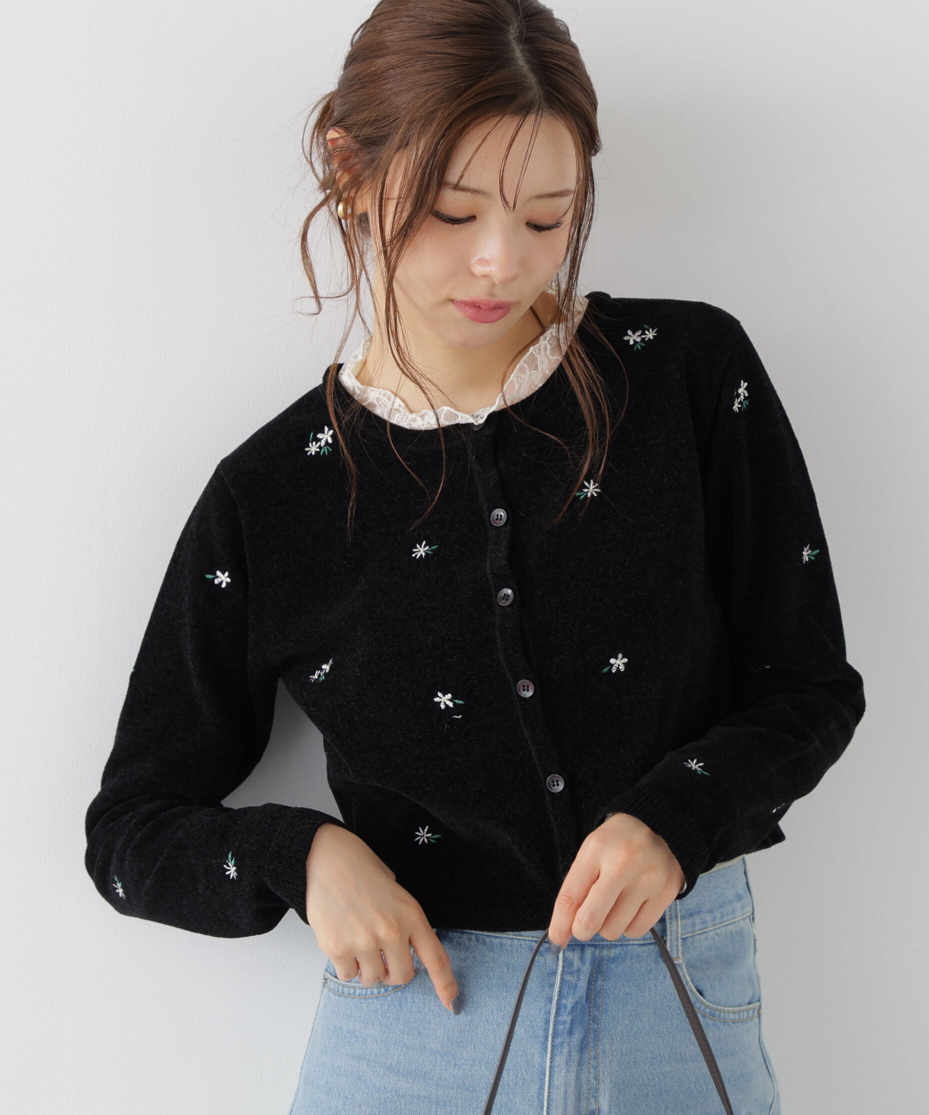 PROPORTION BODY DRESSING「＜a/mie＞エンブロイダリーモールカーディガン」|カーディガン|