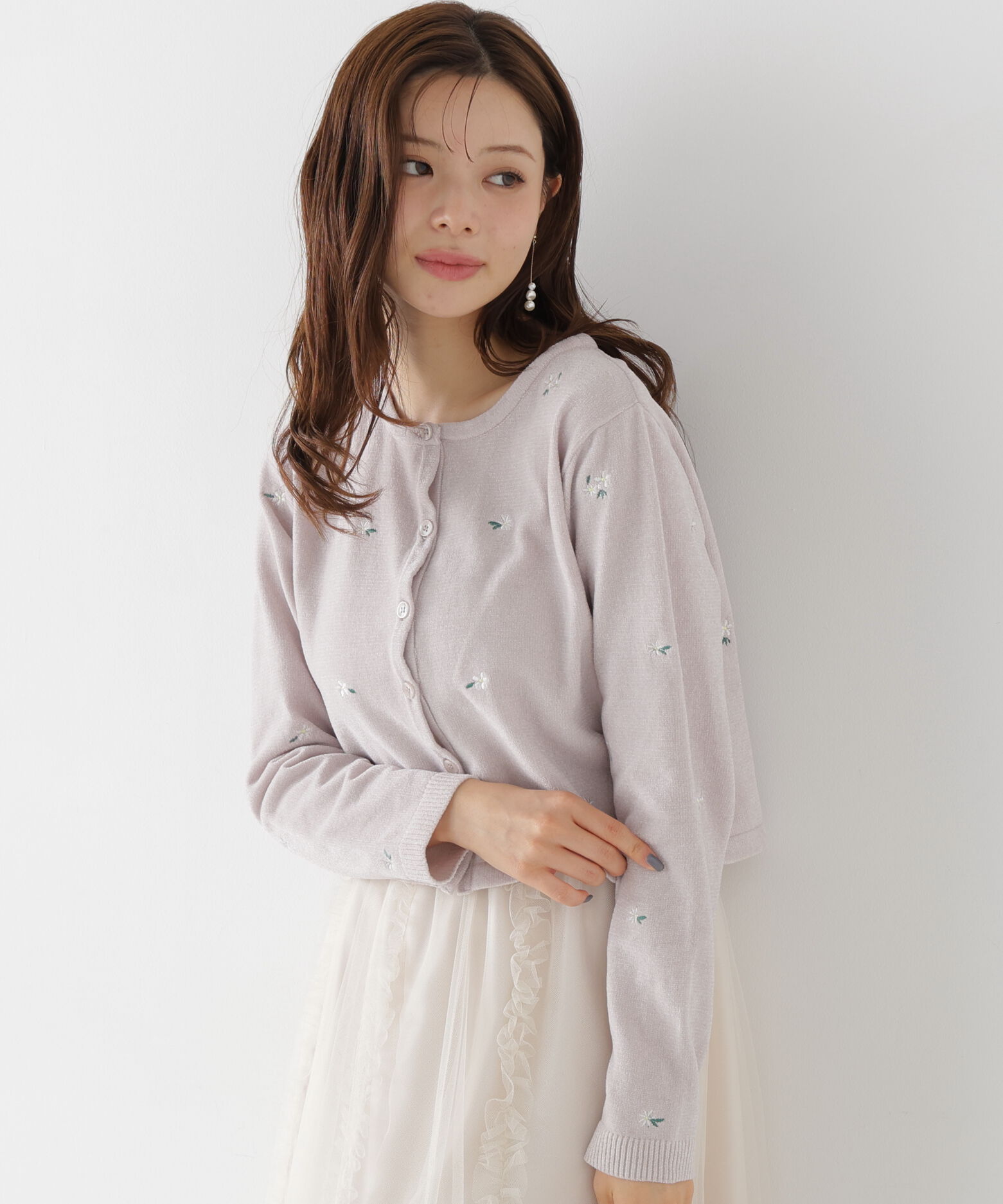 PROPORTION BODY DRESSING「＜a/mie＞エンブロイダリーモールカーディガン」|カーディガン|