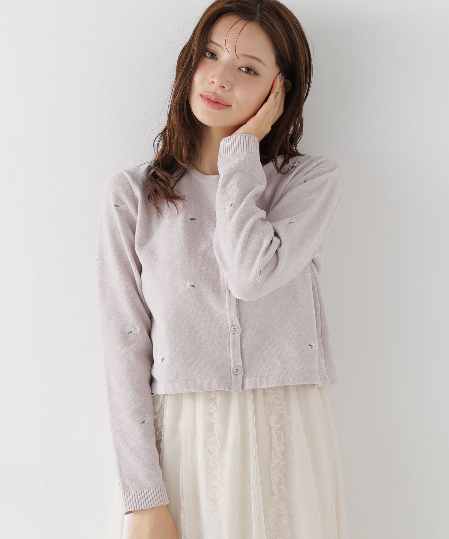 PROPORTION BODY DRESSING「＜a/mie＞エンブロイダリーモールカーディガン」|カーディガン|