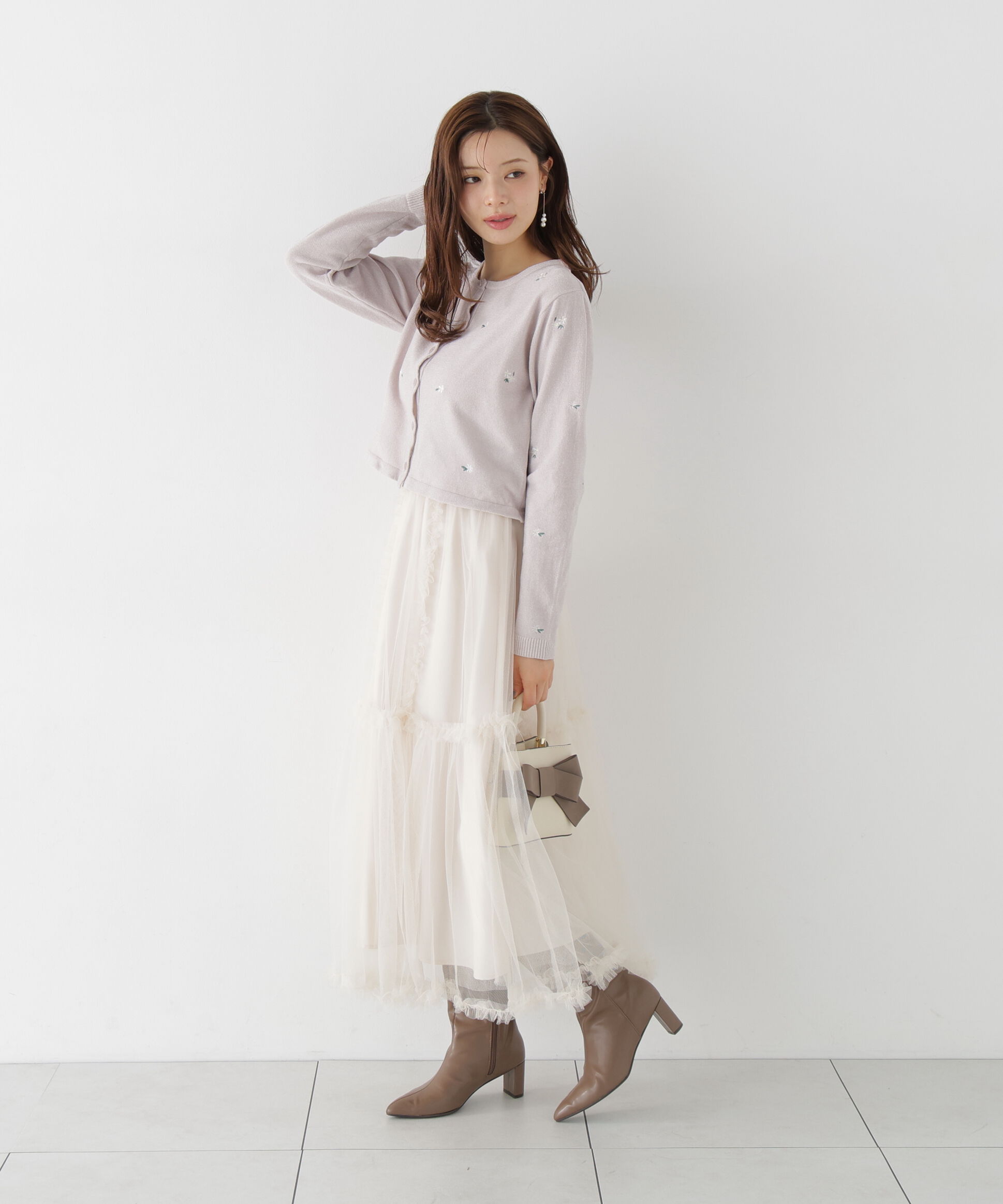 PROPORTION BODY DRESSING「＜a/mie＞エンブロイダリーモールカーディガン」|カーディガン|
